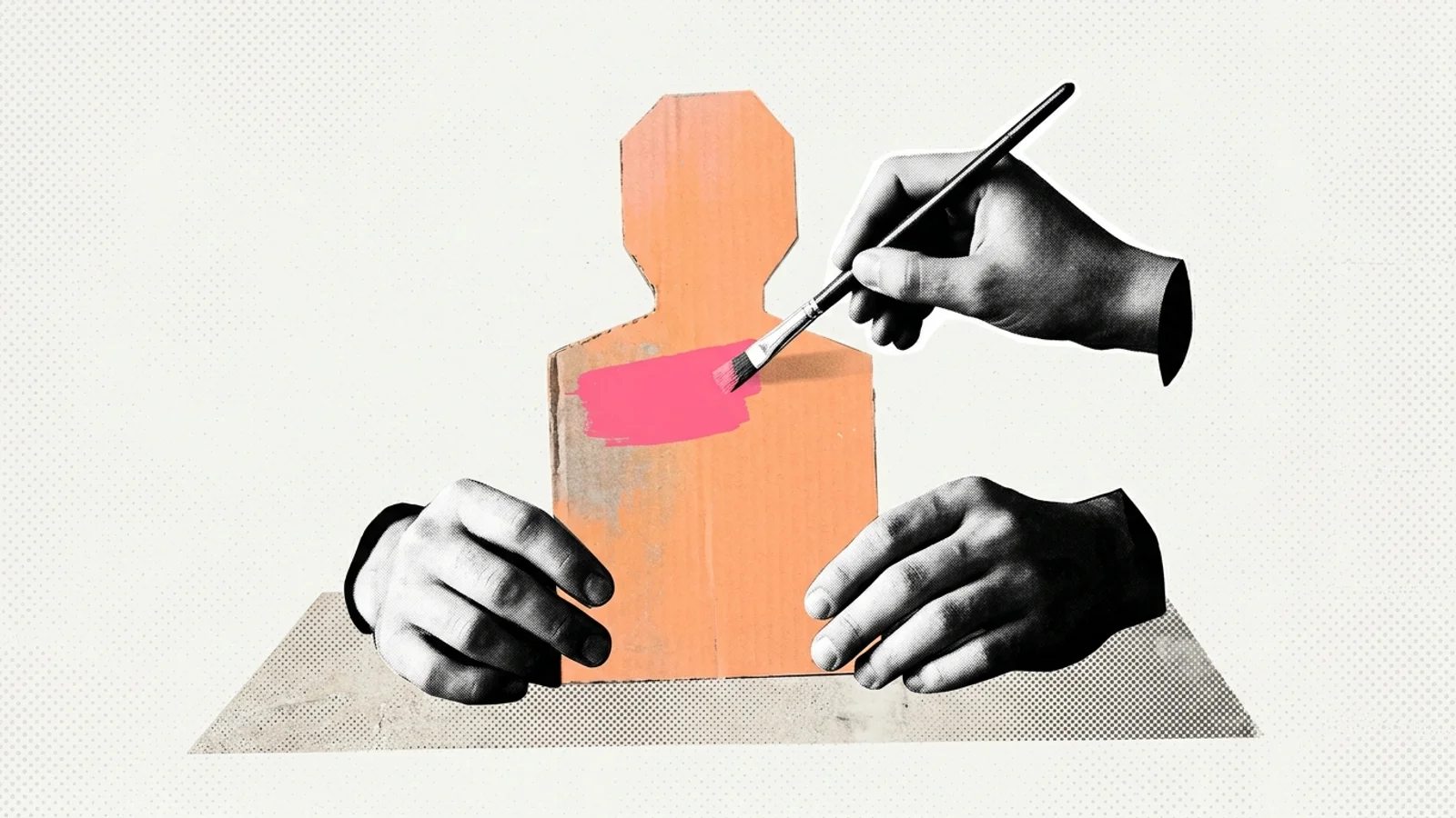 Ilustración collage de mantenimiento y operación continua de un agente digital